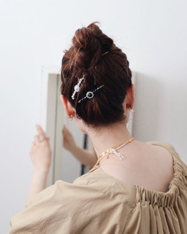 画像7: jet&pearl hair pin (30975) (7)