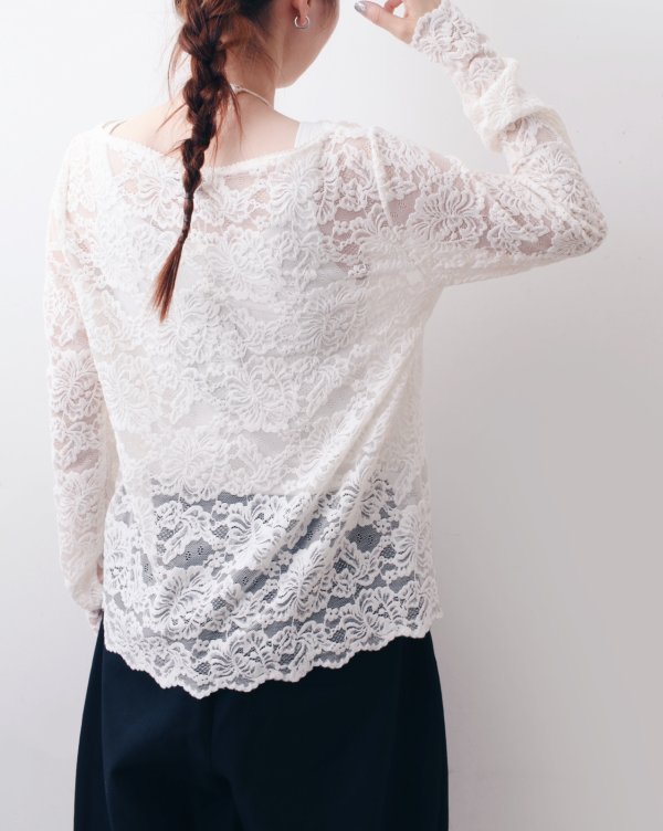 画像16: RWDania Lace LS Boatneck Lace T-shirt 101259 (IV) (16)