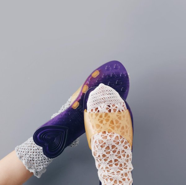 画像13: FLOWER FRONT LACE ソックス (DS-51H:GY,BK) (13)