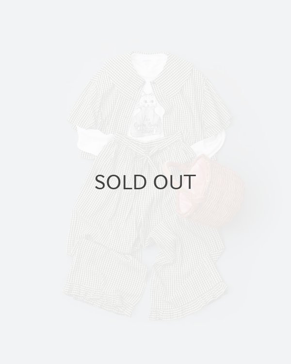 画像7: ドビーギンガム 裾フリルイージーパンツ (BR) (7)