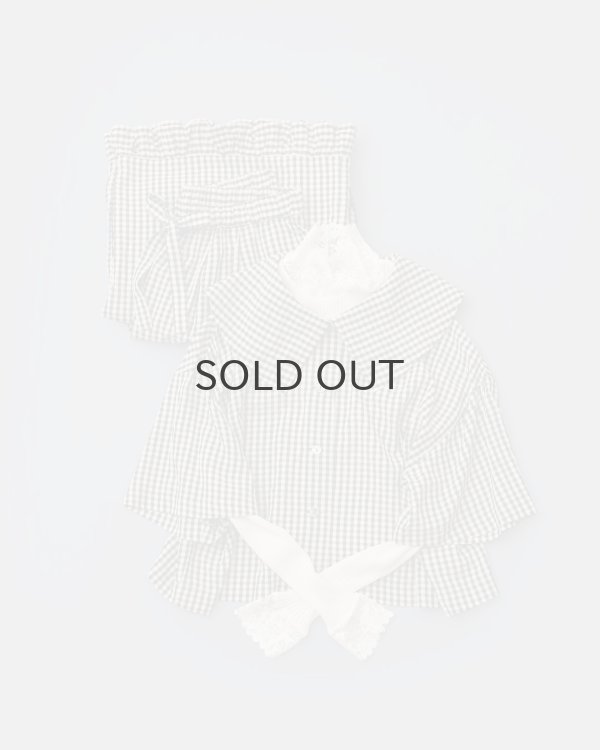 画像8: ドビーギンガム 裾フリルイージーパンツ (BR) (8)