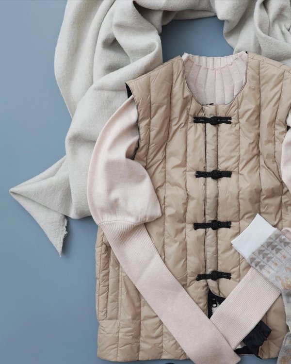 画像12: JPSP チャイナボタン ダウンベスト (TAION-V01JS:BG×BK) (12)