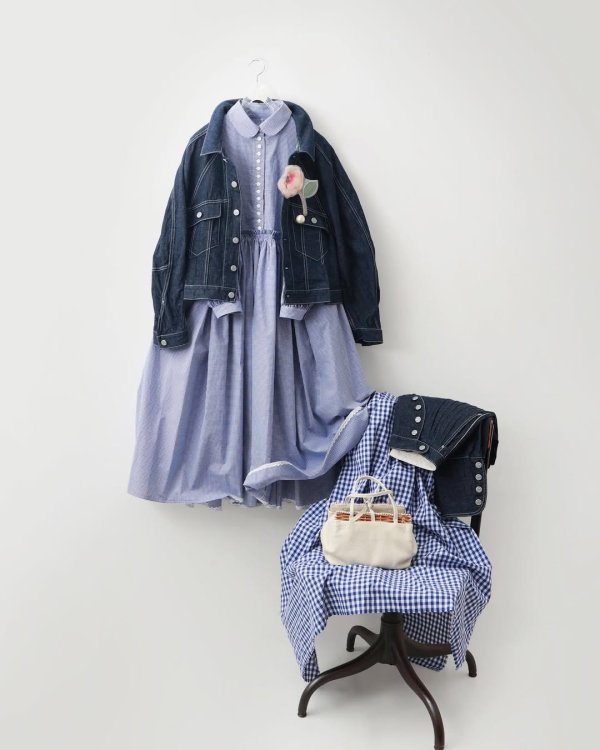 画像19: 別注!! gingham check dress (BL) (19)