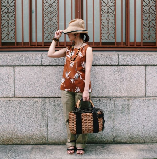 画像10: SALE50%OFF!! 別注!! ボタニカル柄 ノースリーブトップ（KH） (10)