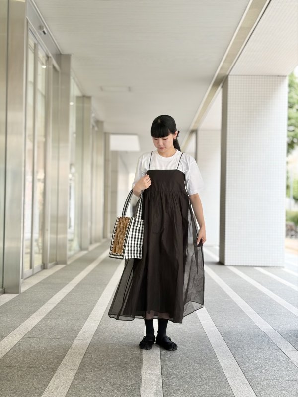 画像13: sheer starched cotton 2way cami skirt (BK) (13)