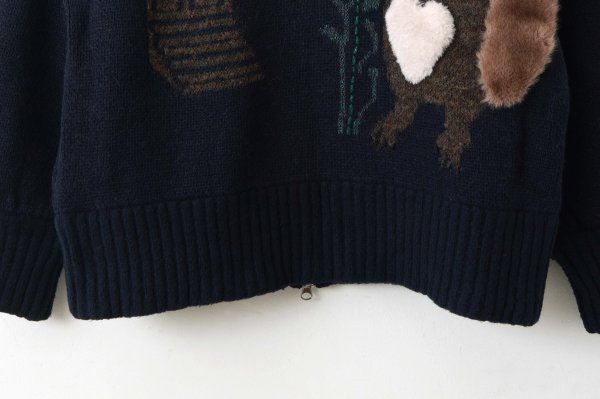 画像17: SALE30%OFF!! リスジャガードジップカーディガン (NV) (17)