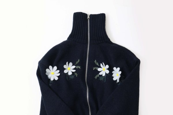 画像5: SALE30%OFF!! リスジャガードジップカーディガン (NV) (5)