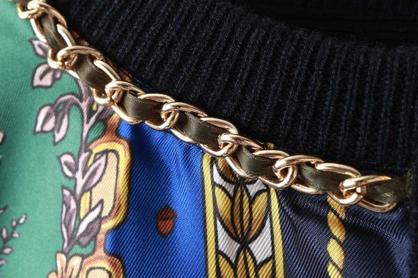 画像4: スカーフ柄カーディガン (NV) (4)