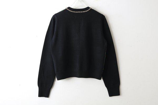 画像2: スカーフ柄カーディガン (NV) (2)