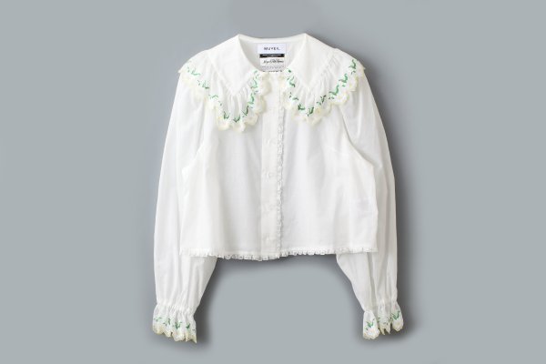 画像1: エーデルワイスプリントブラウス (WH) (1)