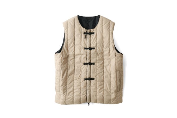 画像1: JPSP チャイナボタン ダウンベスト (TAION-V01JS:BG×BK) (1)