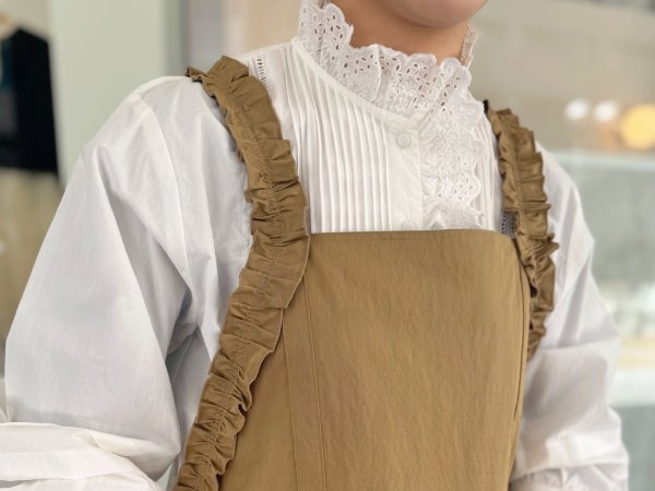 画像23: 再入荷!! ブロード レースピンタックスタンドブラウス (WH) (23)