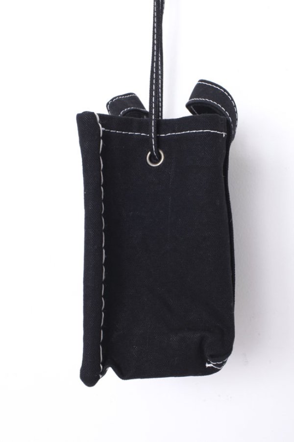 画像4: キャンバス・カゴ袋ショルダー（BK/WHステッチ） (4)