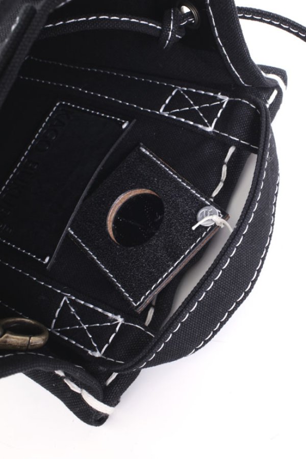 画像13: キャンバス・カゴ袋ショルダー（BK/WHステッチ） (13)