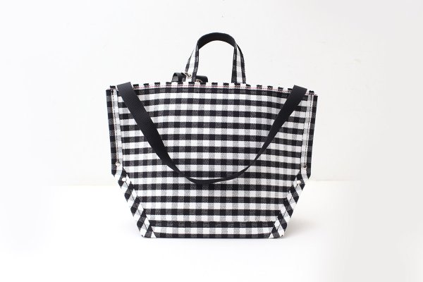 画像3: ギンガム・PVC・Y字トート (BK:16538) (3)