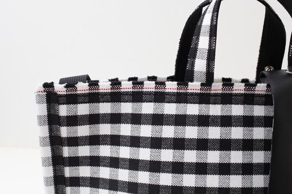 画像8: ギンガム・PVC・Y字トート (BK:16538) (8)