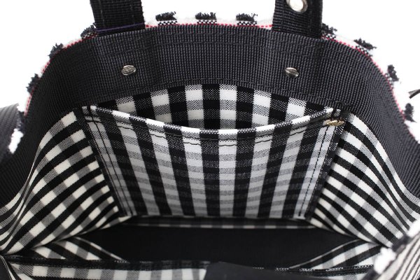 画像13: ギンガム・PVC・Y字トート (BK:16538) (13)