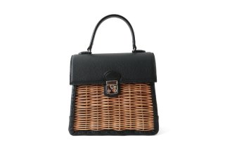 エバゴス かごバッグ トートバッグ マルシェバッグ　ブラック レザー ファー エバゴス かごバッグ トートバッグ マルシェバッグ ブラック レザー