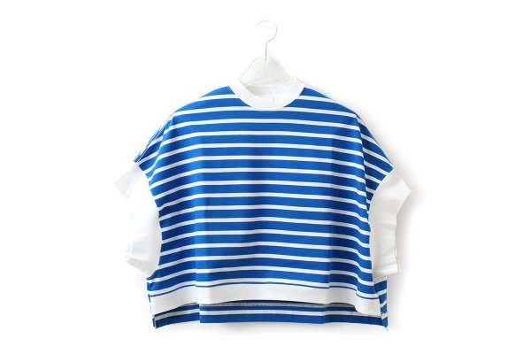 画像1: フレンチスリーブシャツ・ボーダー (56502:BLWH) (1)