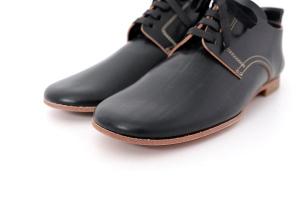 画像6: ブライドルレザー フラット紐靴(BK) (6)