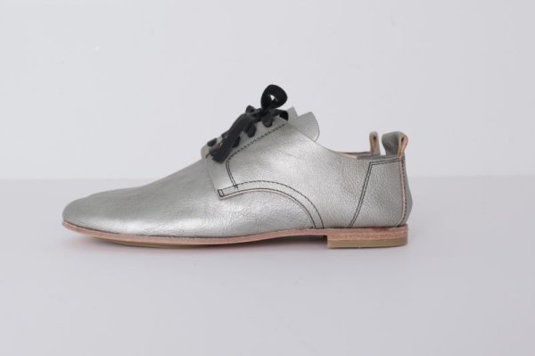 画像3: メタリックレザー フラット紐靴(SV) (3)