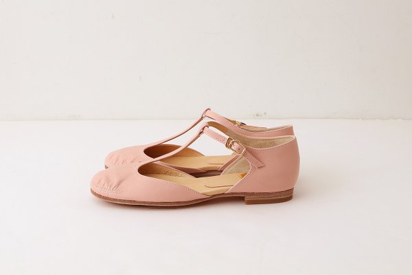 画像2: カーフレザー Tストラップシューズ(22505:BPK) (2)