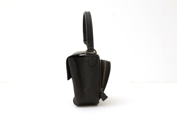 画像2: 牛ソフト 籐付きミニサイフ (BK） (2)