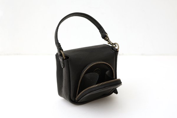 画像4: 牛ソフト 籐付きミニサイフ (BK） (4)