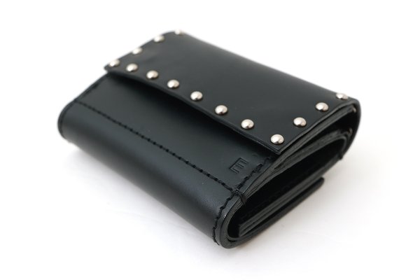 画像3: オイルショルダー 素押しカシメ 三つ折り財布 (BK) (3)