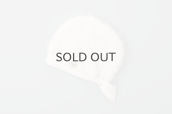 画像1: 別注!! モヘアループ ニットクロッシェ フェルトリボン付き (WH) (1)