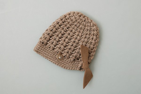 画像1: 別注!! ボーボリー ニットクロッシェ フェルトリボン付き  (BR)  (1)