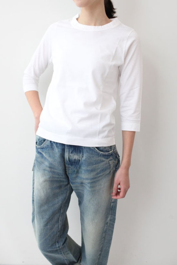 画像3: 30/-天竺 七分袖Tシャツ(6450:WH) (3)