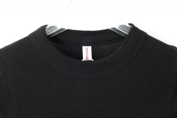 画像3: 40/一丸胴テレコ クルーネック長袖プルオーバー（6014:BK） (3)