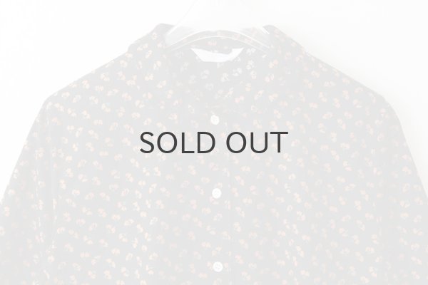 画像3: キャラコ小花プリント 六部袖丸襟BL (BK) (3)