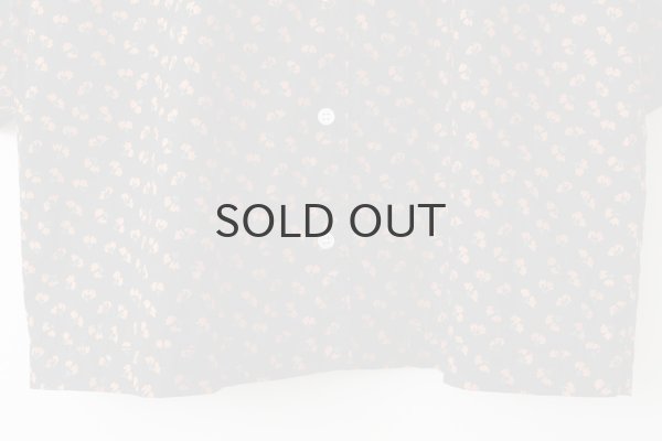 画像5: キャラコ小花プリント 六部袖丸襟BL (BK) (5)