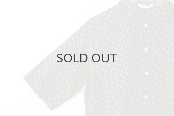 画像4: キャラコ小花プリント 六部袖丸襟BL (BK) (4)