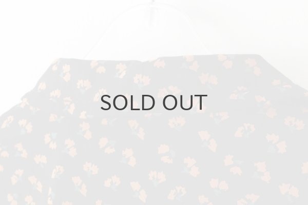 画像7: キャラコ小花プリント 六部袖丸襟BL (BK) (7)