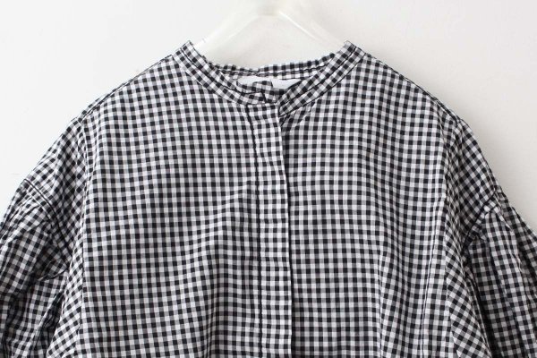 画像3: 80/1 ギンガム パフスリーブBL (261-5750:WHBK) (3)