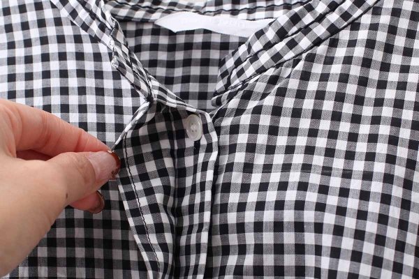 画像5: 80/1 ギンガム パフスリーブBL (261-5750:WHBK) (5)