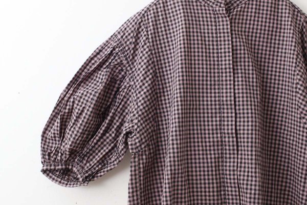 画像4: 80/1 ギンガム パフスリーブBL (261-5750:MCBK) (4)