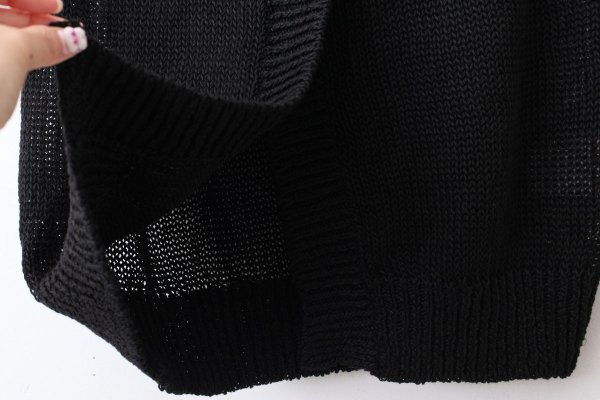 画像9: リネン前スリットベスト (231-7912:BK) (9)