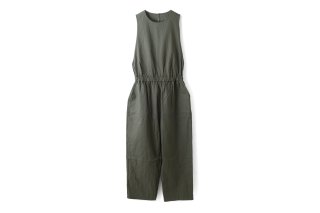 BUNON ブノン Khadi Linen Cotton Gingham Check Gingham Frill Overalls