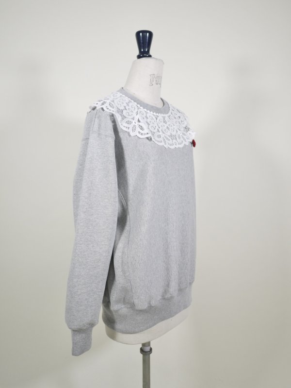 画像2: FOR LOVE lace collar sweatshirt  (MGY) (2)