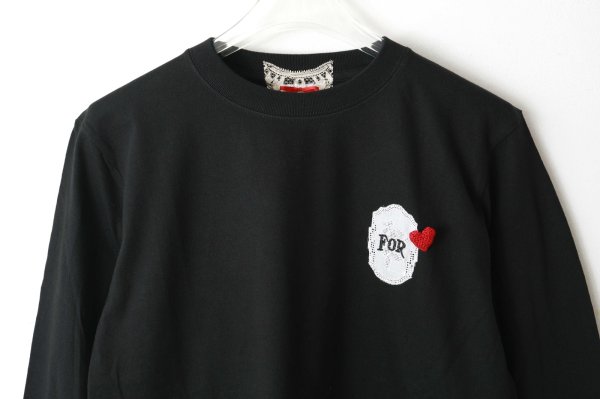 画像3: long sleeve T-shirt w/Heart brooch (BK) (3)