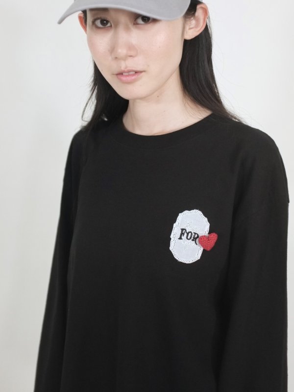 画像10: long sleeve T-shirt w/Heart brooch (BK) (10)
