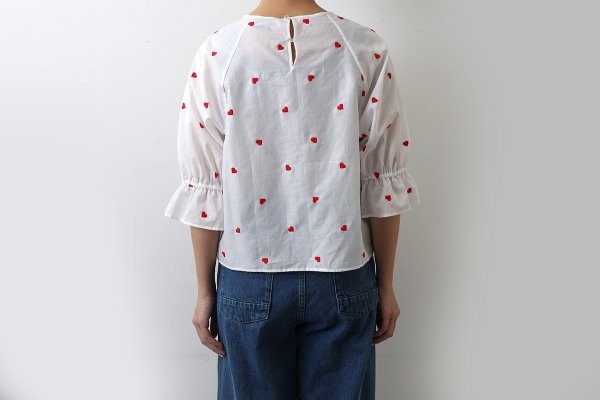 画像13: 別注!! ハートモチーフ刺繍トップ (WH×RD) (13)