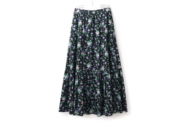 画像2: 別注!! print gather skirt (BK) (2)