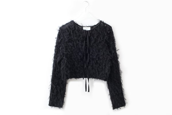 画像1: stretch tulle top (BK) (1)