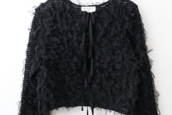 画像4: stretch tulle top (BK) (4)