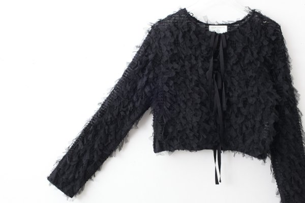 画像3: stretch tulle top (BK) (3)